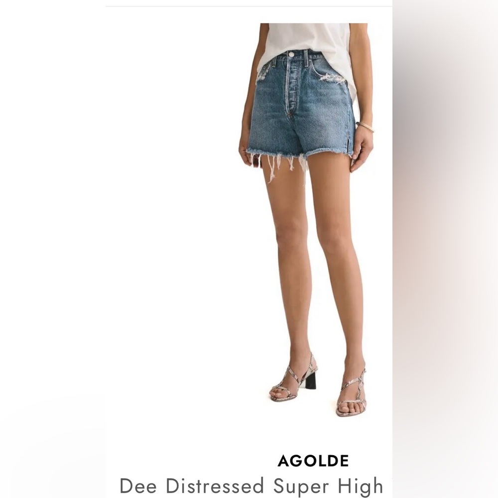 Agolde Dee Distressed Denim Shorts All Cotton High Waisted #A083-1141 Size 25